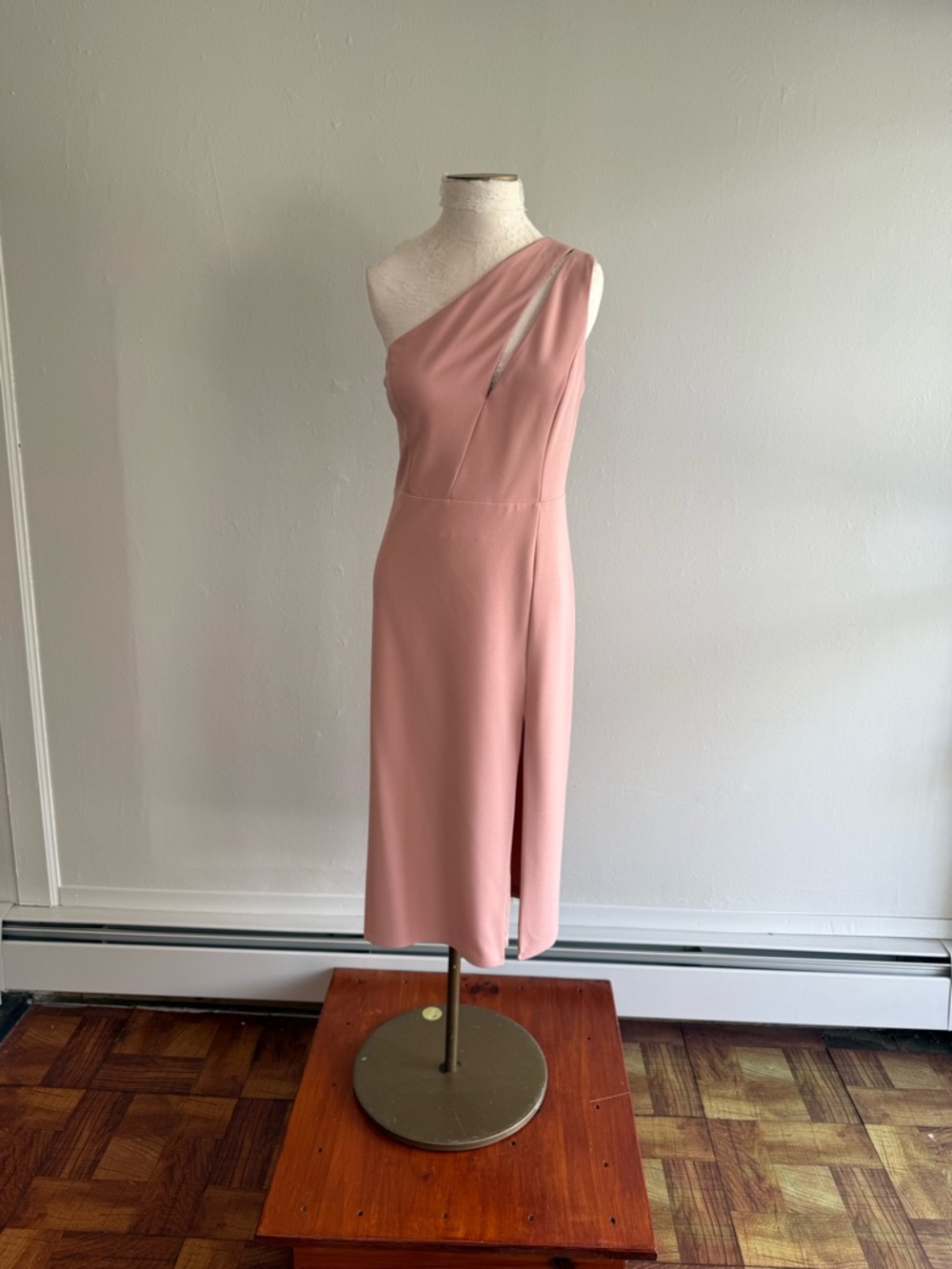 Lulu's Dusty Rose One-Shoulder Midi Dress